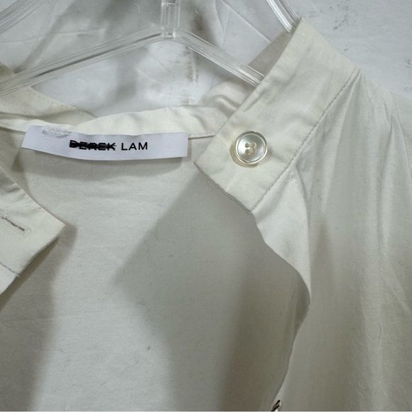 Derek Lam 10 Cotton Back Pleated Oversized Button Shirt Logo Embroidered Top S - Picture 12 of 16